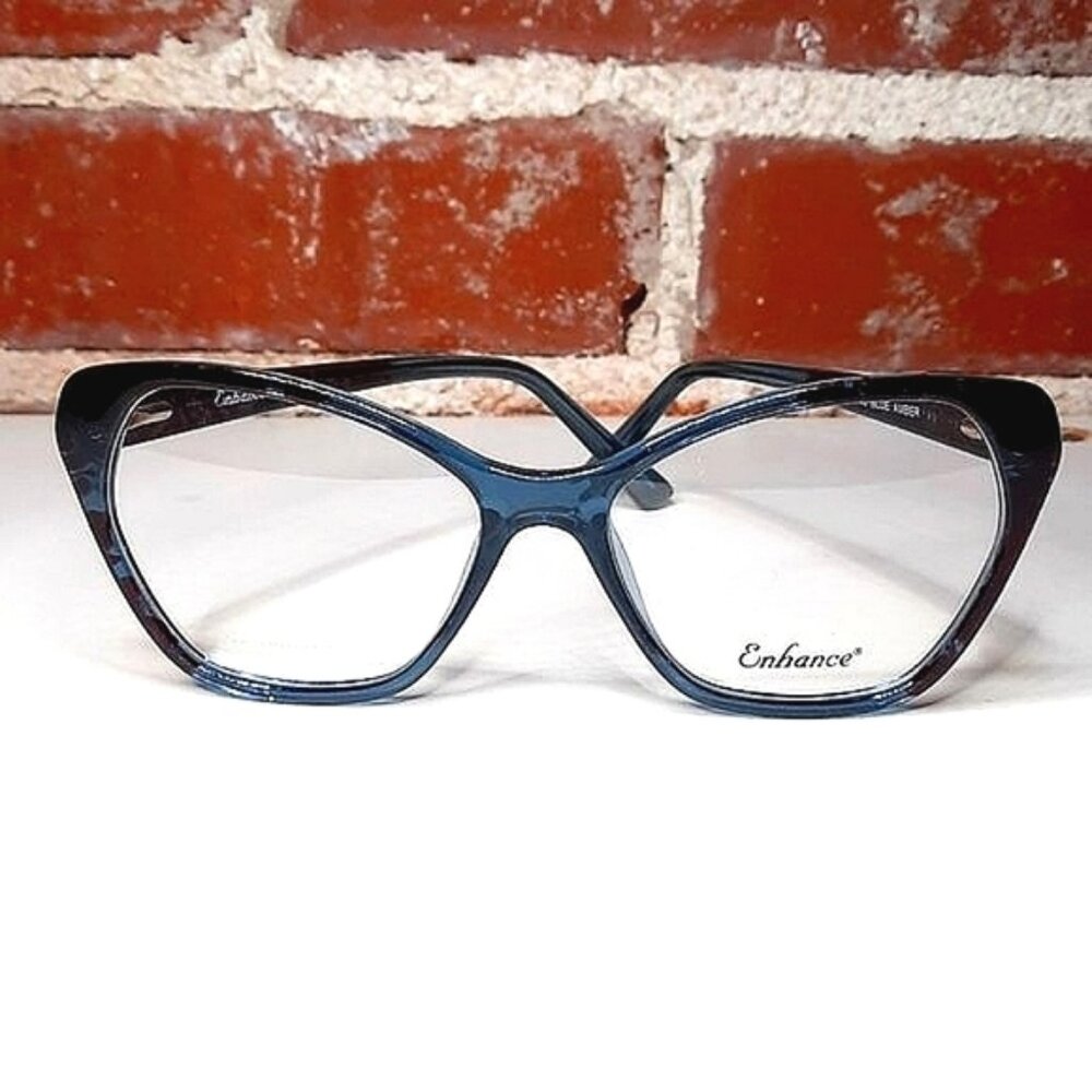 NEW Ladies Eyeglass Frame Rx'able blue/amber, Cateye, trendy 56-16-145 classy